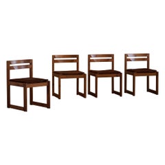 Set of 4, Danish Modern Dining Chairs in Pine and Cowhide, by Knud Færch, 1970s