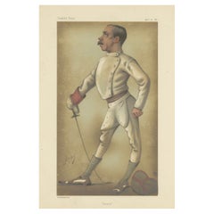 Elegant Defense: 'Henry' in Fencing Regalia, Vanity Fair 1880 by 'Ape'