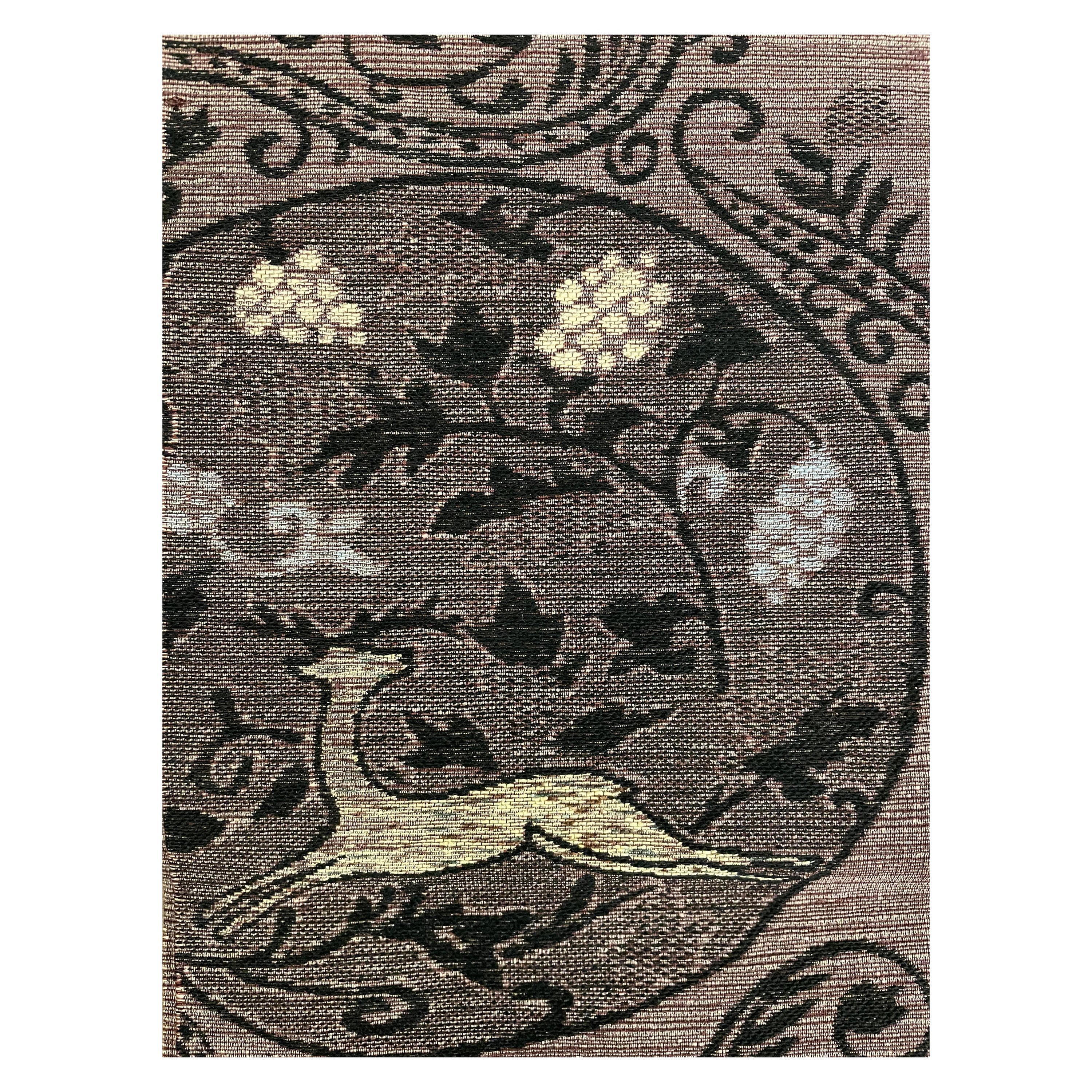 Ceinture japonaise ancienne en soie de cerf de couleur Azuki « Hanhaba obi » des années 1960