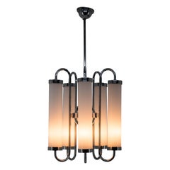 Large 5-Flamming Tubular Bauhaus Chandelier, 1930s