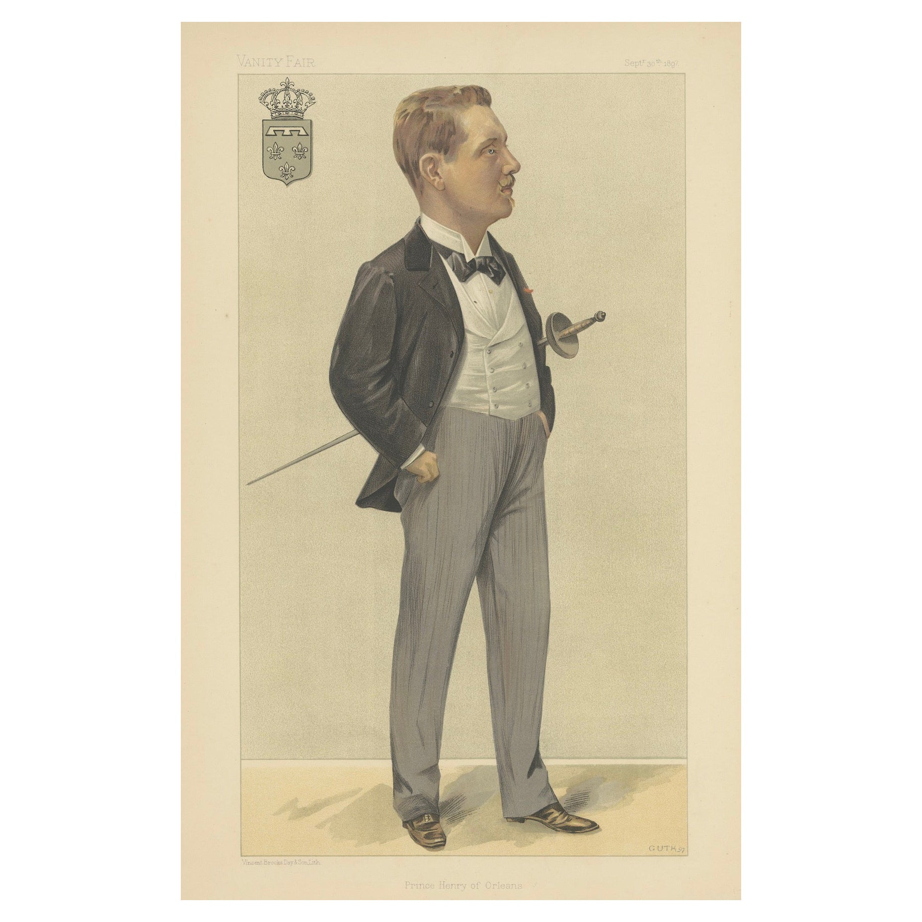 Royal Elegance: Prince Henry of Orleans, Fencing Nobleman, Vanity Fair 1897