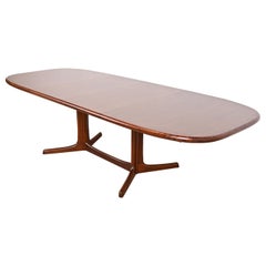 Dyrlund Danish Modern Rosewood Pedestal Extension Dining Table, Newly Refinished