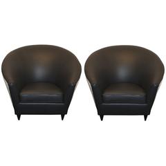 Italian 1940s Pair of Leather Armchairs 8