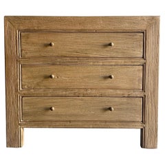 Ollie 3 Drawers Reclaimed Elm Wood Nightstand in Natural Finish