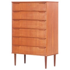 Danish Modern Highboy Dresser in Teak by Trekanten