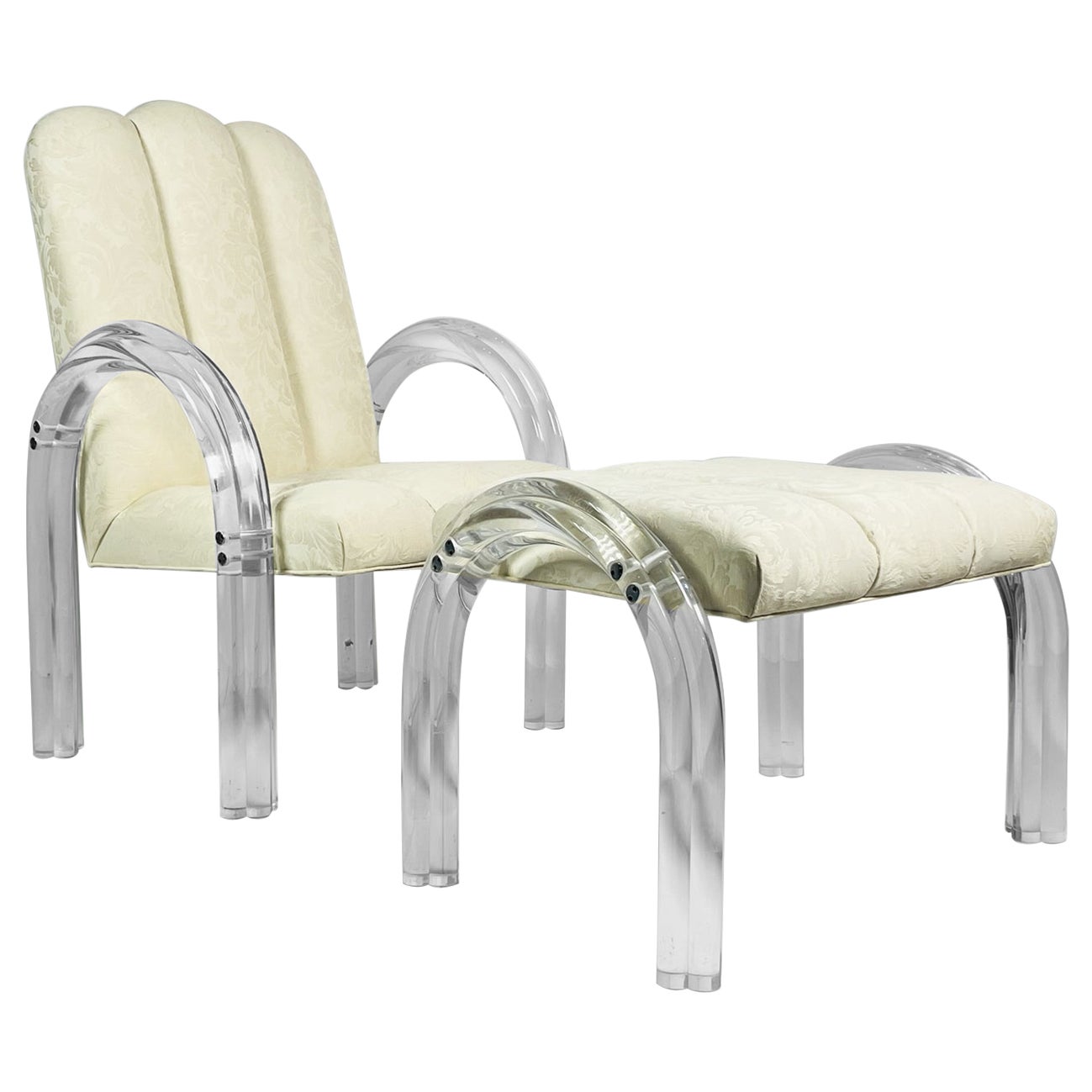 Lucite Lounge Chair & Ottoman by Charles Hollis Jones, Waterfall Collection