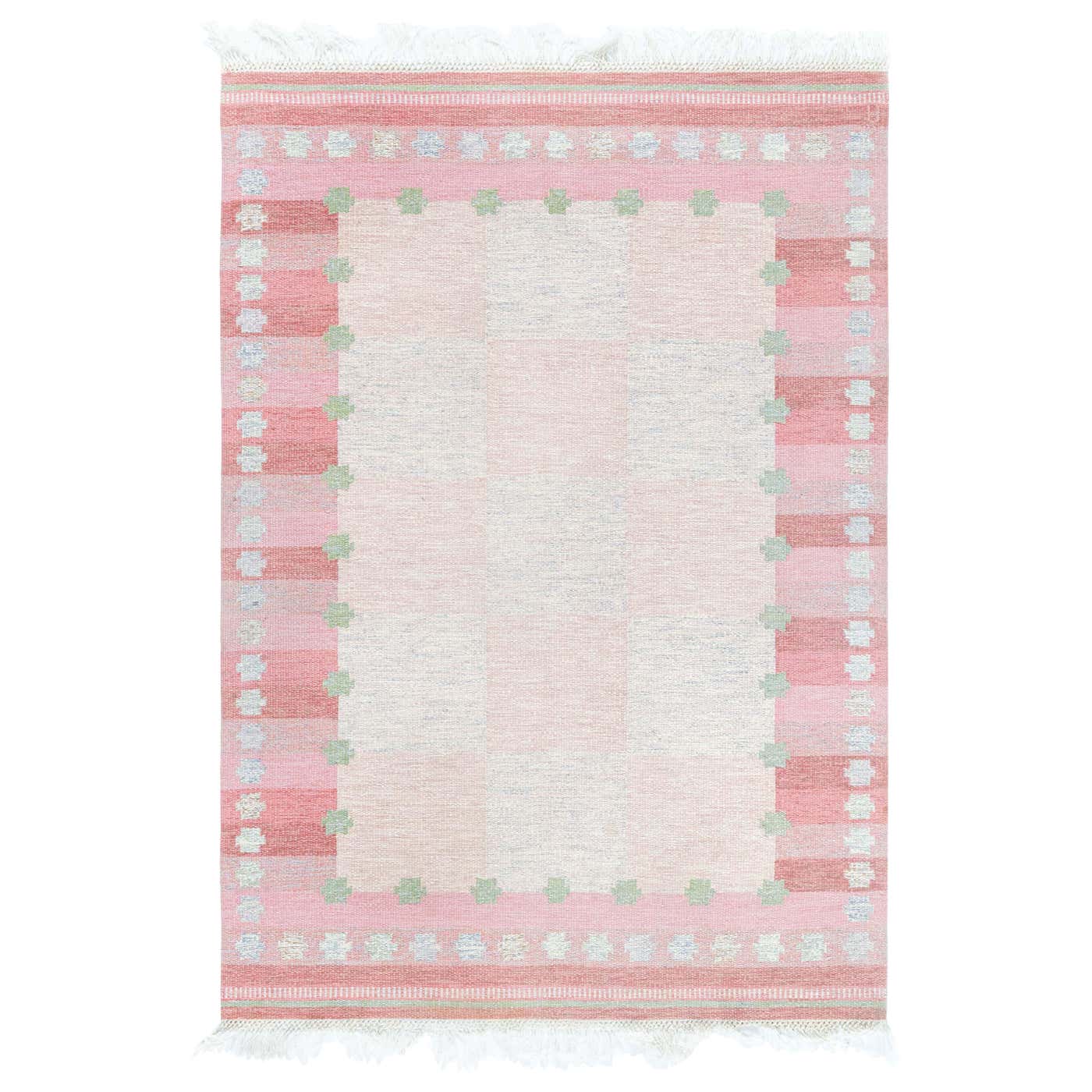 Doris Leslie Blau Midcentury Swedish Pink Geometric Rug by Agda ...