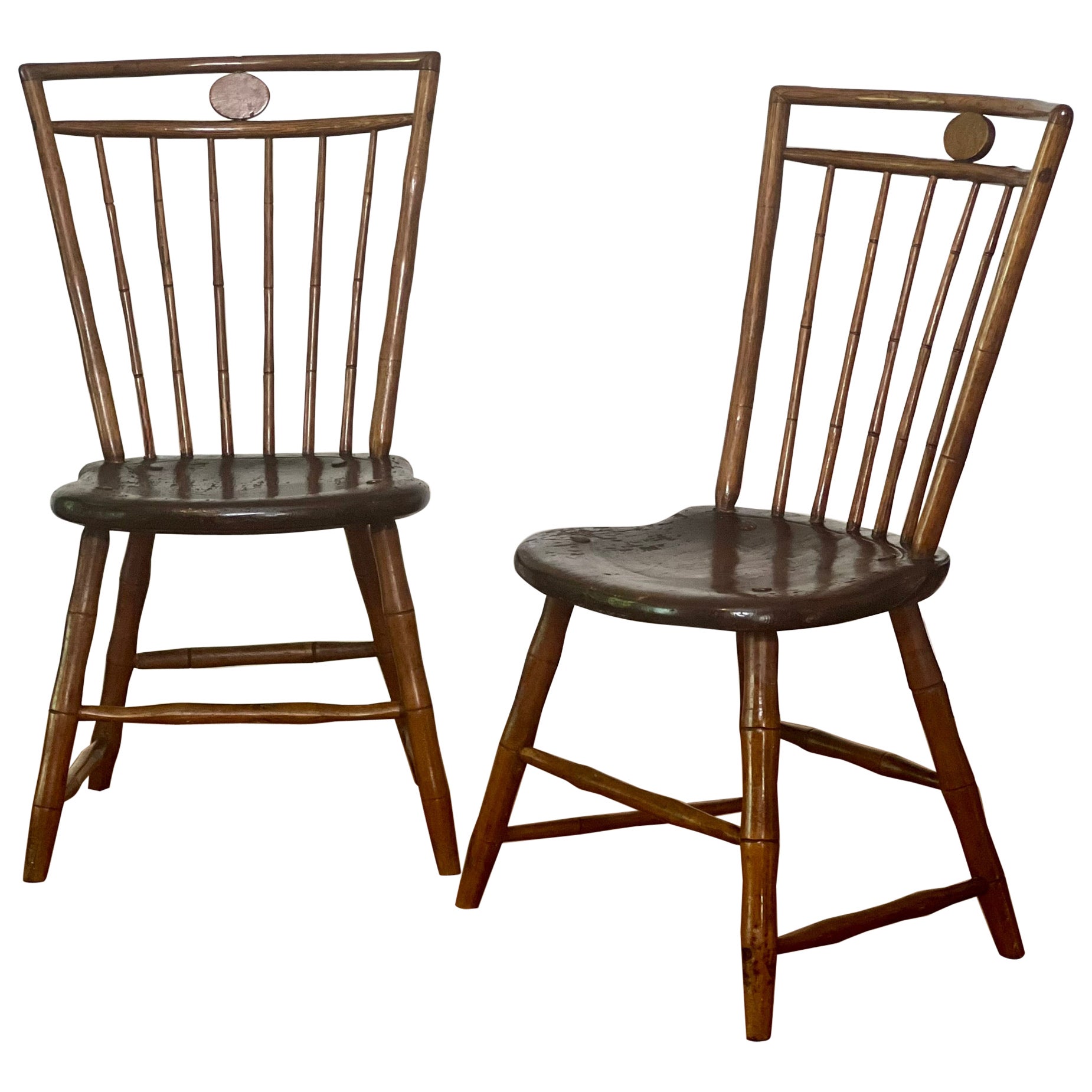 18th Century Early Pennsylvania Windsor Chairs by Love & Whitelock, Signed