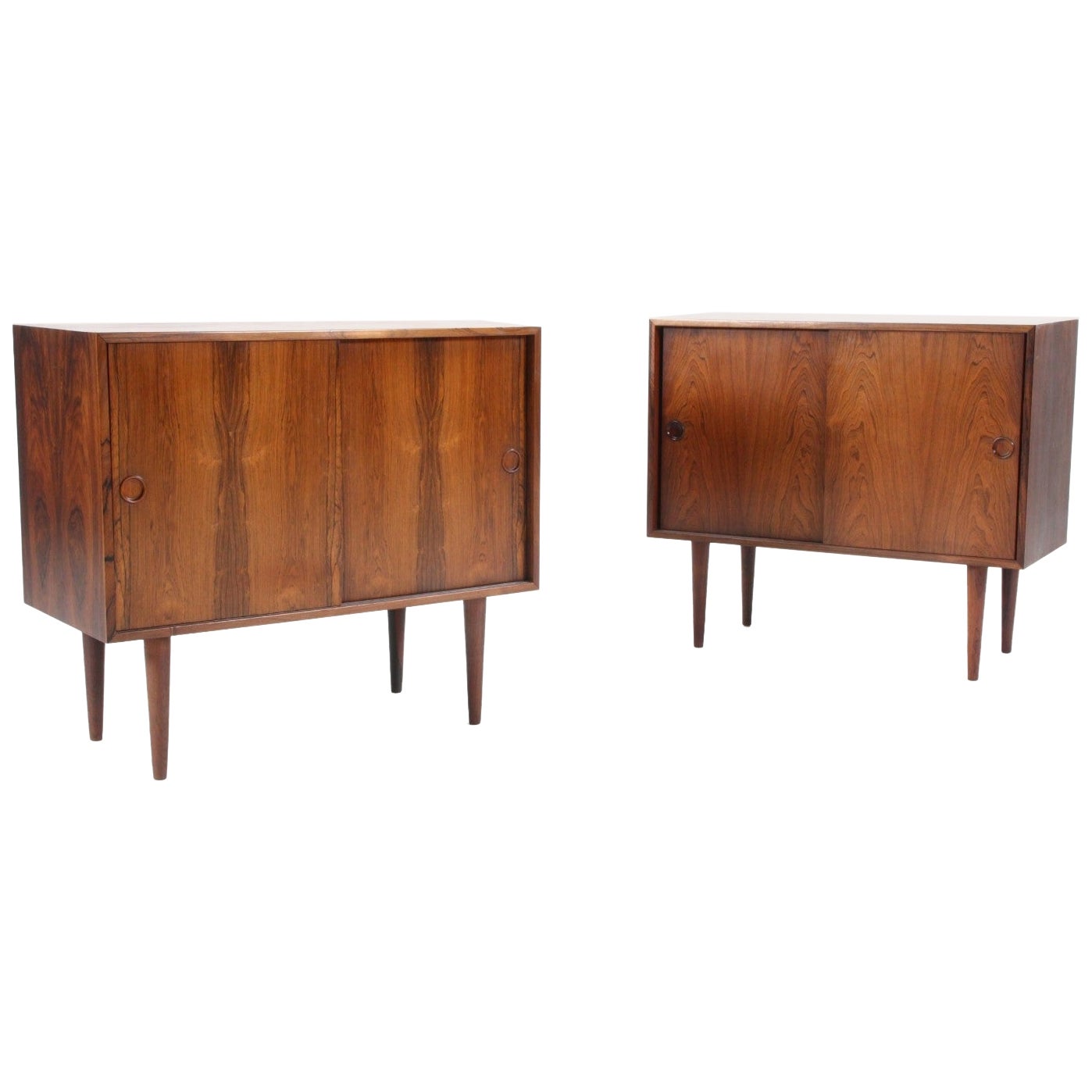 Pair of Kai Kristiansen Small Teak Credenzas in Rosewood