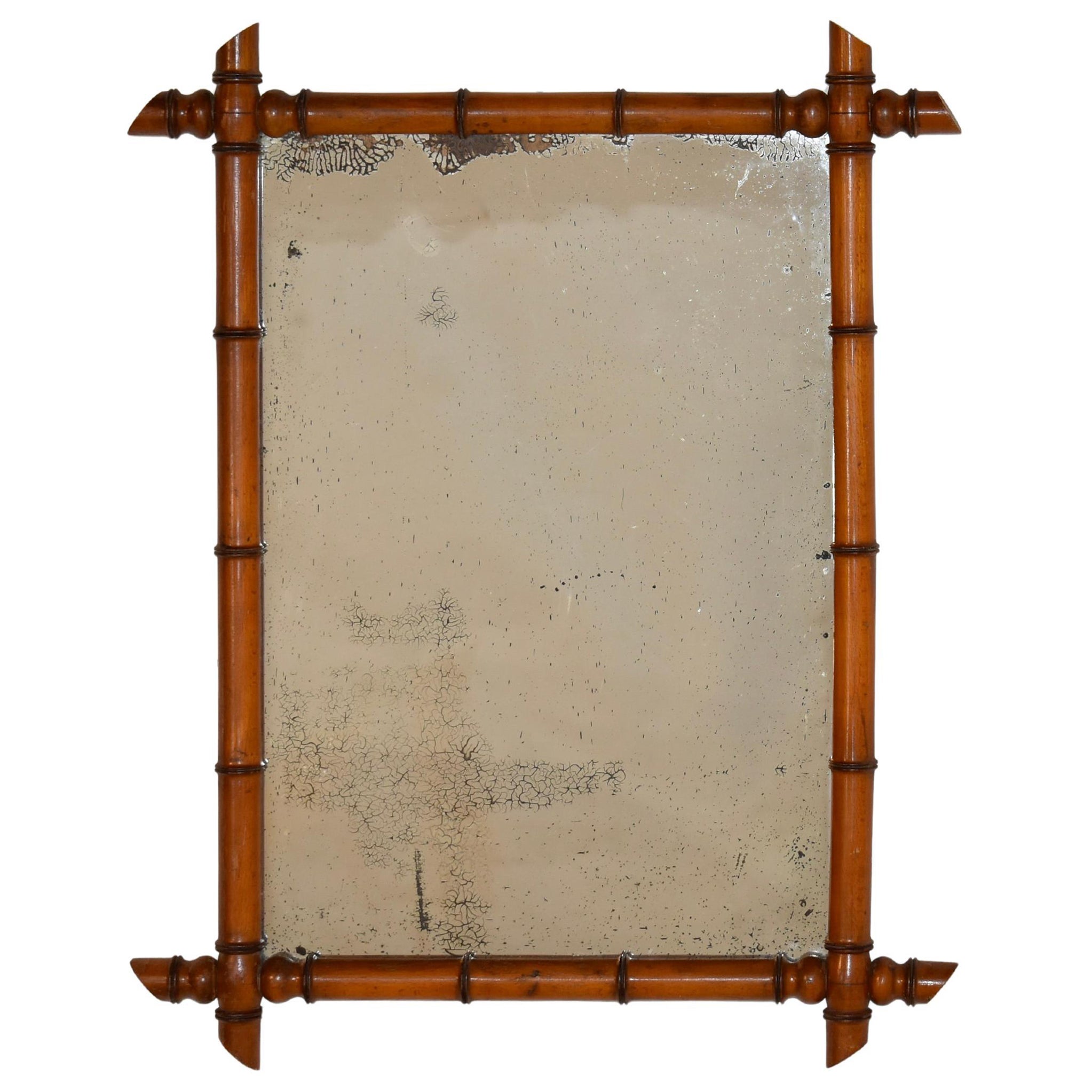 Miroir mural en faux bambou du 19e siècle