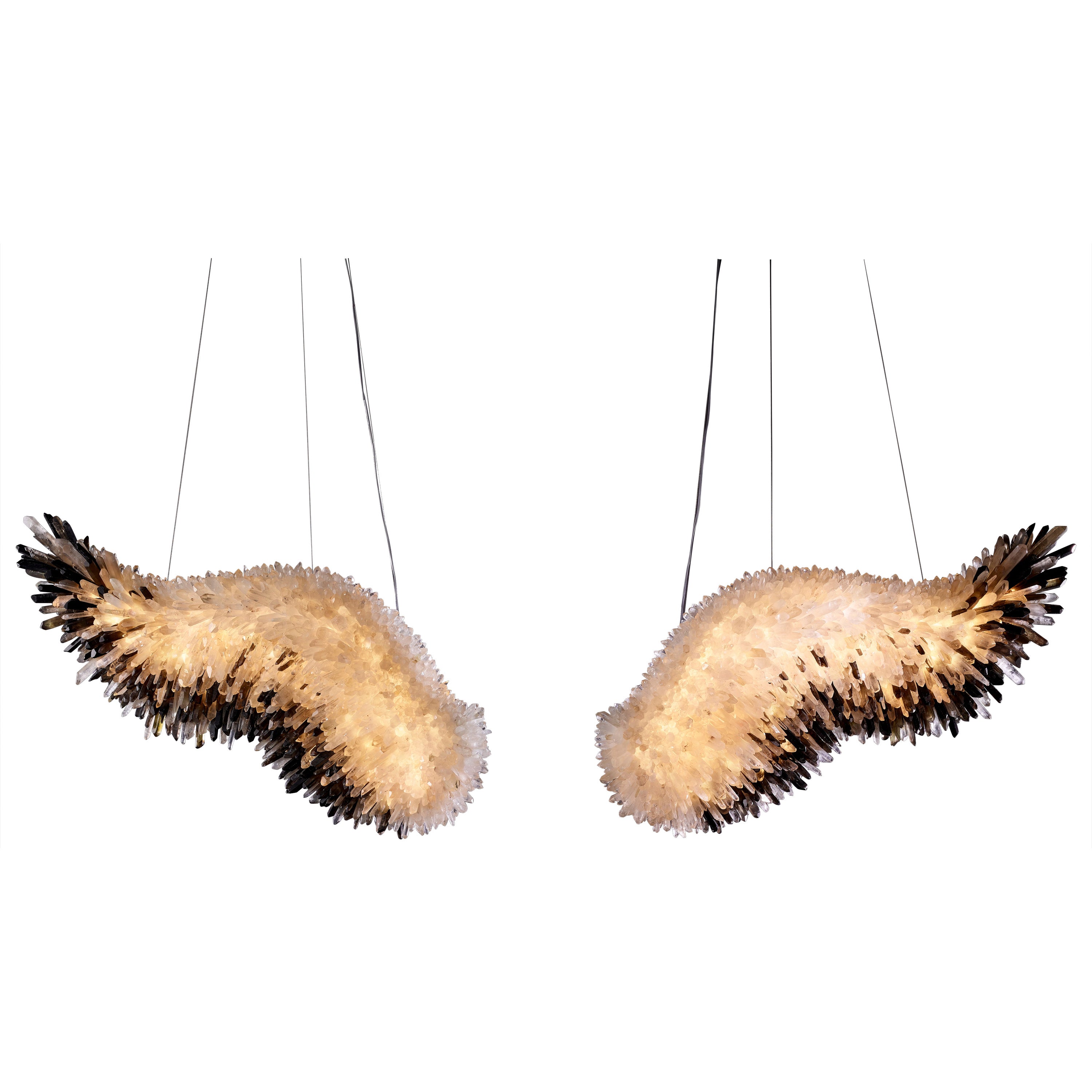 Set unico di luci a sospensione in cristallo e ottone Wings di Christopher Boots in vendita