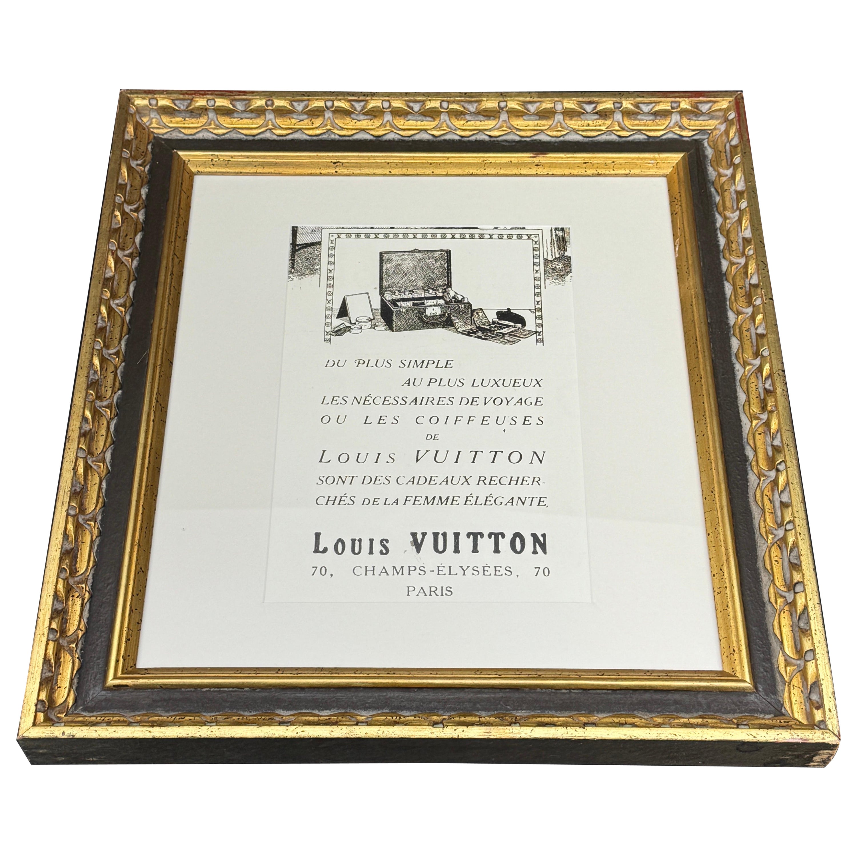 Stampa d'arte francese di un baule Louis Vuitton con cornice vintage