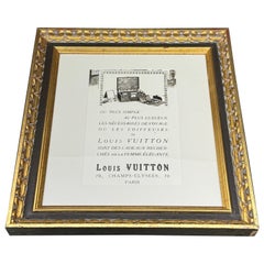 Stampa d'arte francese di un baule Louis Vuitton con cornice vintage