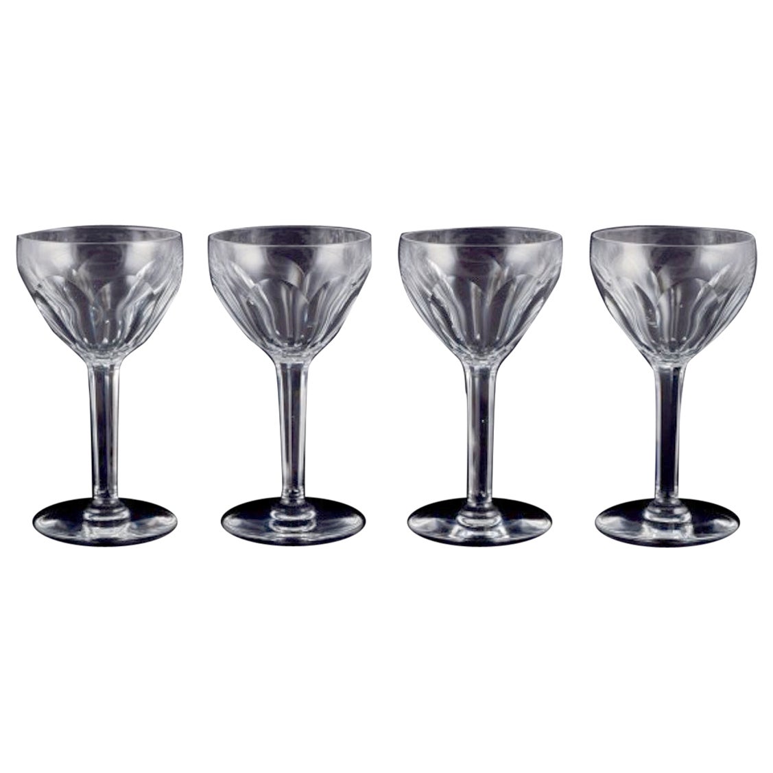 Val St. Lambert, Bélgica. Cuatro grandes copas de vino tinto Art Decó de cristal. en venta