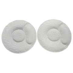 Pair of Two White French Faience Gien Artichoke Plates