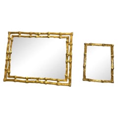 Vintage Faux Bamboo Metal Picture Frames - Set of 2