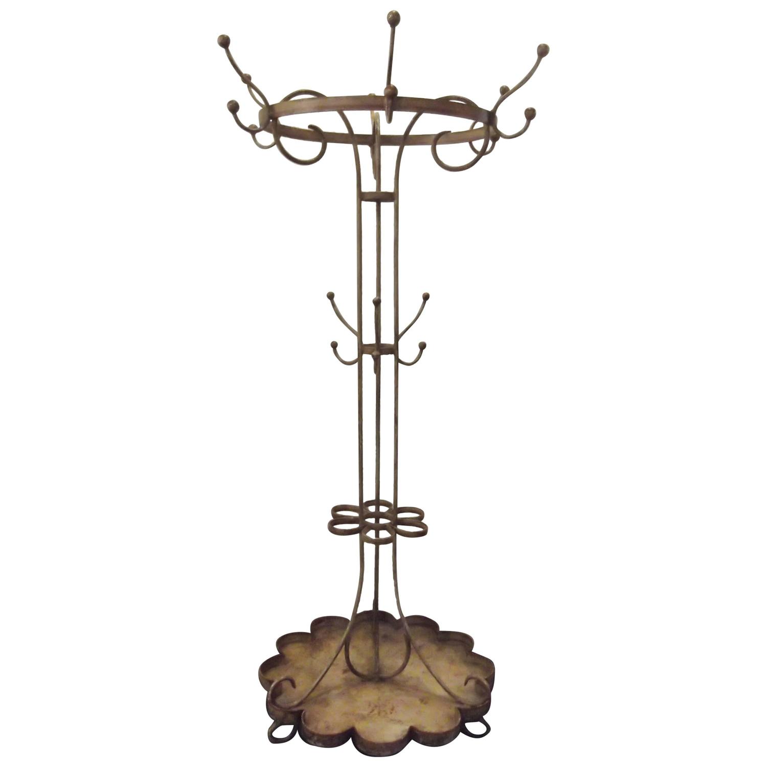 French Art Nouveau Wrought Iron Hall Tree with Umbrella ...