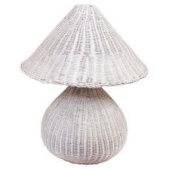 Vintage Painted Wicker Table Lamp