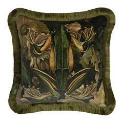 Cuscino medio con frange in velluto UMBRA AMPHIBIA - Verde