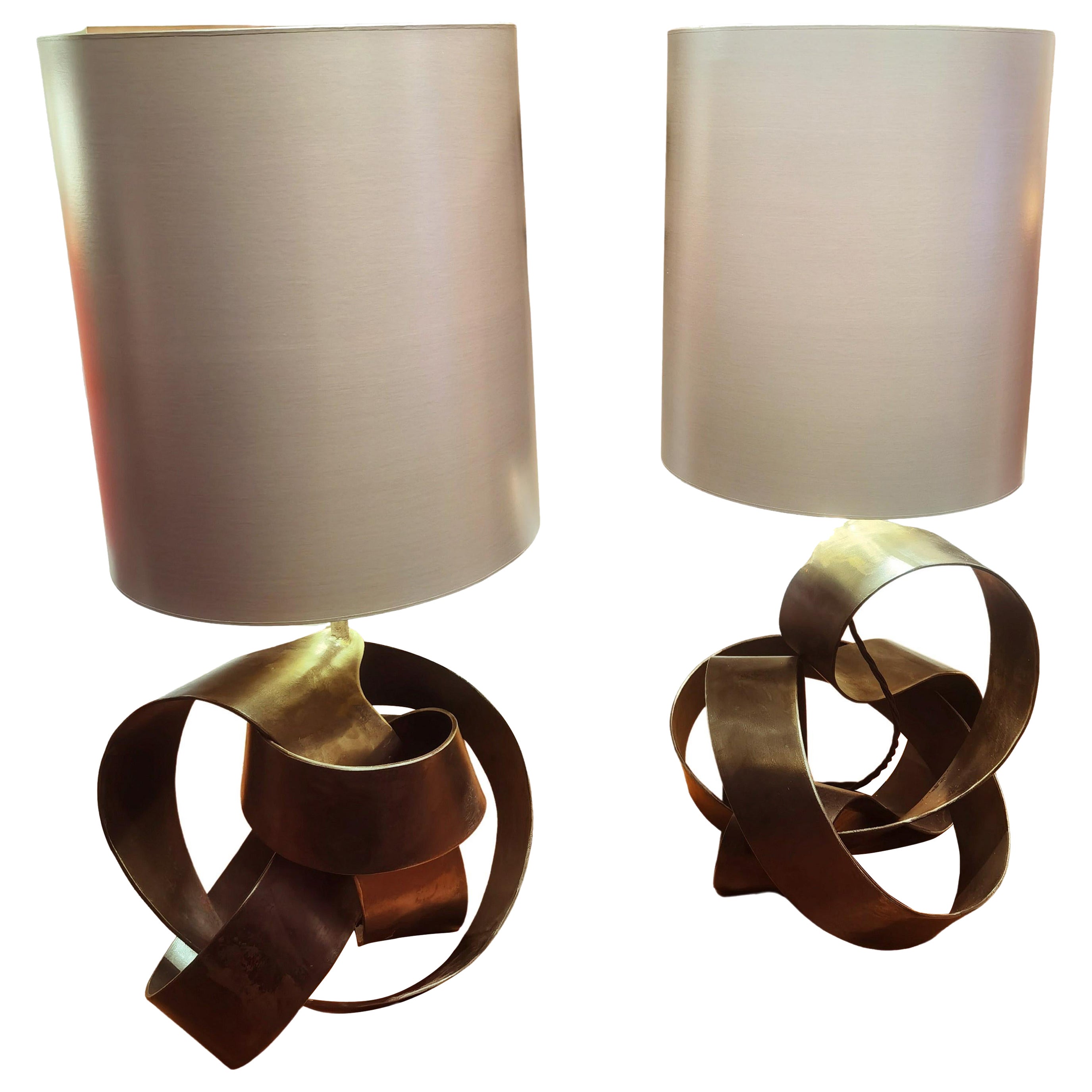 Mid-Century Modern Paar Tischlampen Eisen Handarbeit Sofina Boutique Kitzbühel