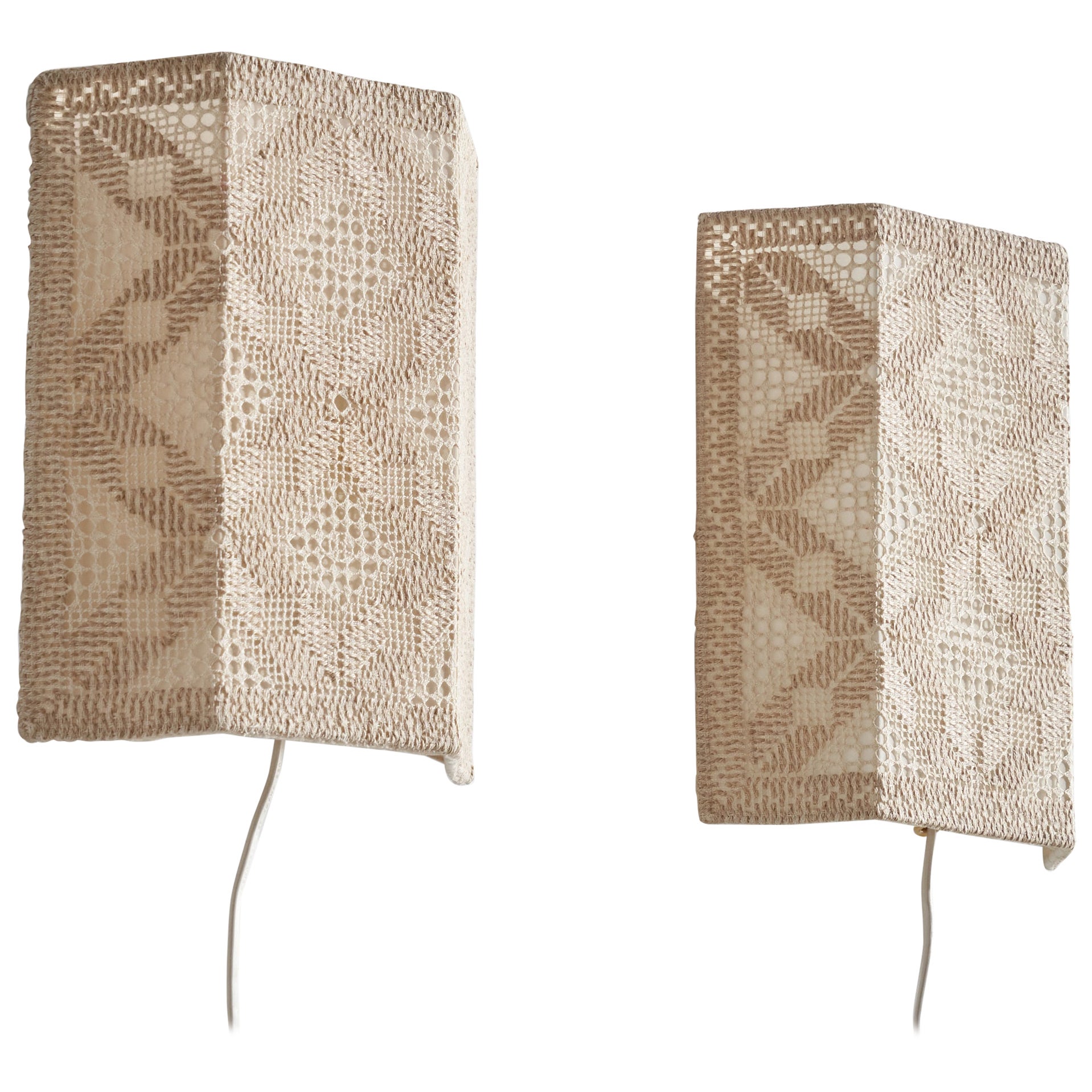 Schwedischer Designer, Wall Lights, Stoff, Schweden, 1970er Jahre