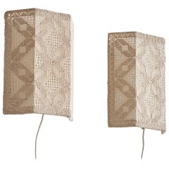 Swedish Designer, Wall Lights, Fabric, Sweden, 1970s