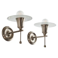 Bünte & Remmler, Wall Lights, Nickel, Glass, Germany, 1920s