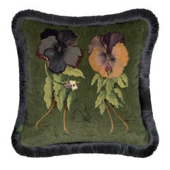 Cojín Mediano de Terciopelo con Flecos LOVE LETTER - Verde
