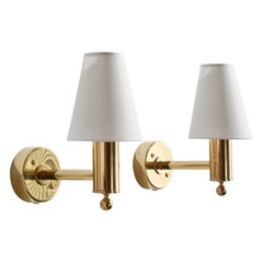 Bergboms, Wall Lights, Brass, Fabric, Sweden, 1990s