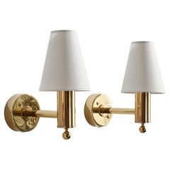 Bergboms, Wall Lights, Brass, Fabric, Sweden, 1990s