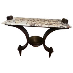 Art Deco Wall Console w/ Calacatta Viola Marble Top - Raymond Subes Style