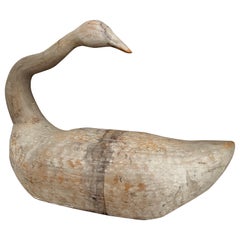Antique Carved Wood Swan Preening - Gus Wilson / Frank Finney Style
