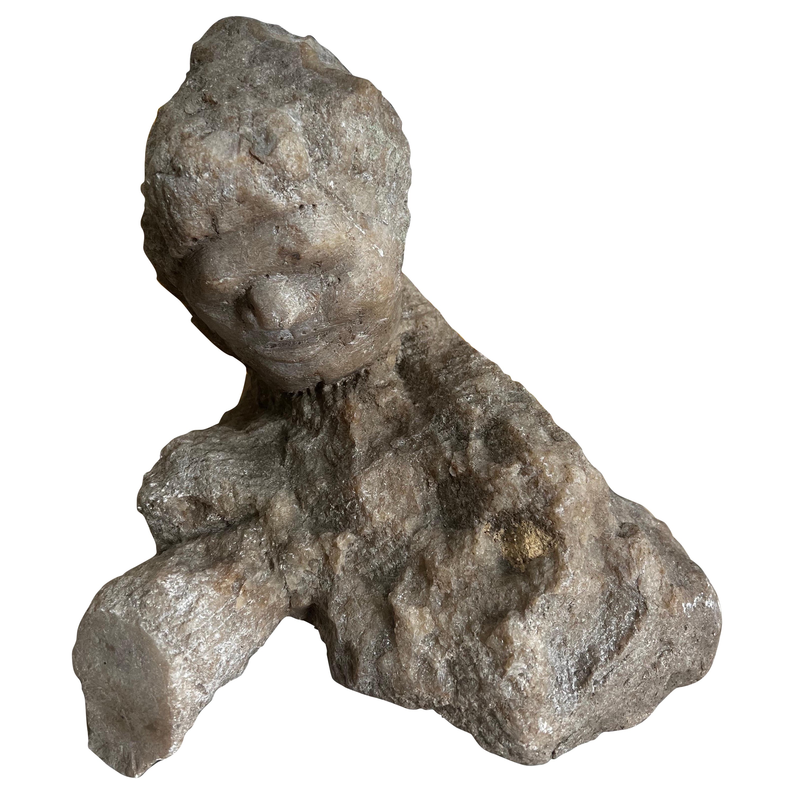 Fragmento de estatua de piedra tallada - Modernista/Primitivo