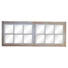 Panel Espejado Rectangular Sobre Puerta Francesa del Siglo XX con Acabado Raspado
