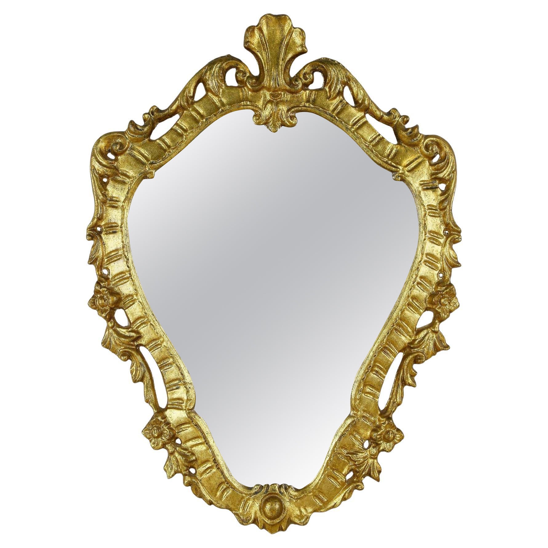 Espejo de pared barroco dorado de finales del siglo XVIII, tallado a mano - Italia ca. 1790