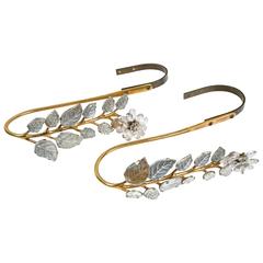 Antique French Rock Crystal Gilt Curtain Tie Back