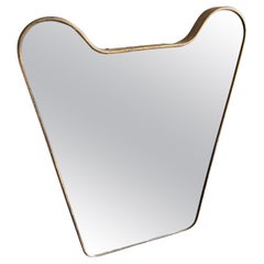 1950s Gio Ponti Attributable Mid-Century Modern Italian Solid Brass Wall Mirror (Miroir mural italien en laiton massif)