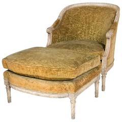 Louis XVI Style Bergère with Matching Ottoman