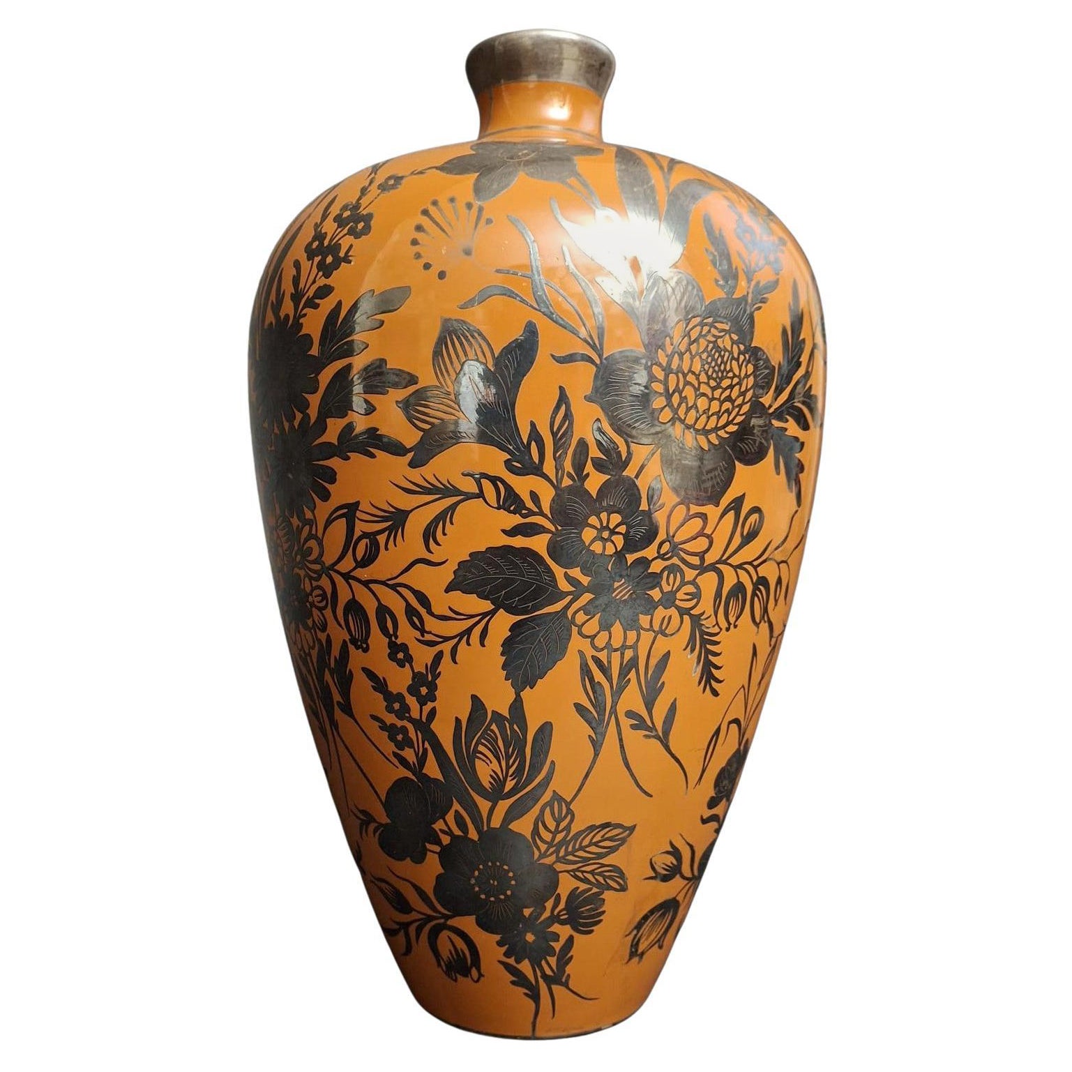 Orange Ceramic Vase by Giovanni Gariboldi for Richard Ginori