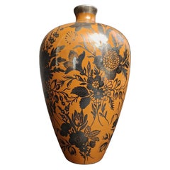 Orangefarbene Keramikvase von Giovanni Gariboldi für Richard Ginori