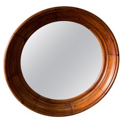 Specchio oblò rotondo grande in pino