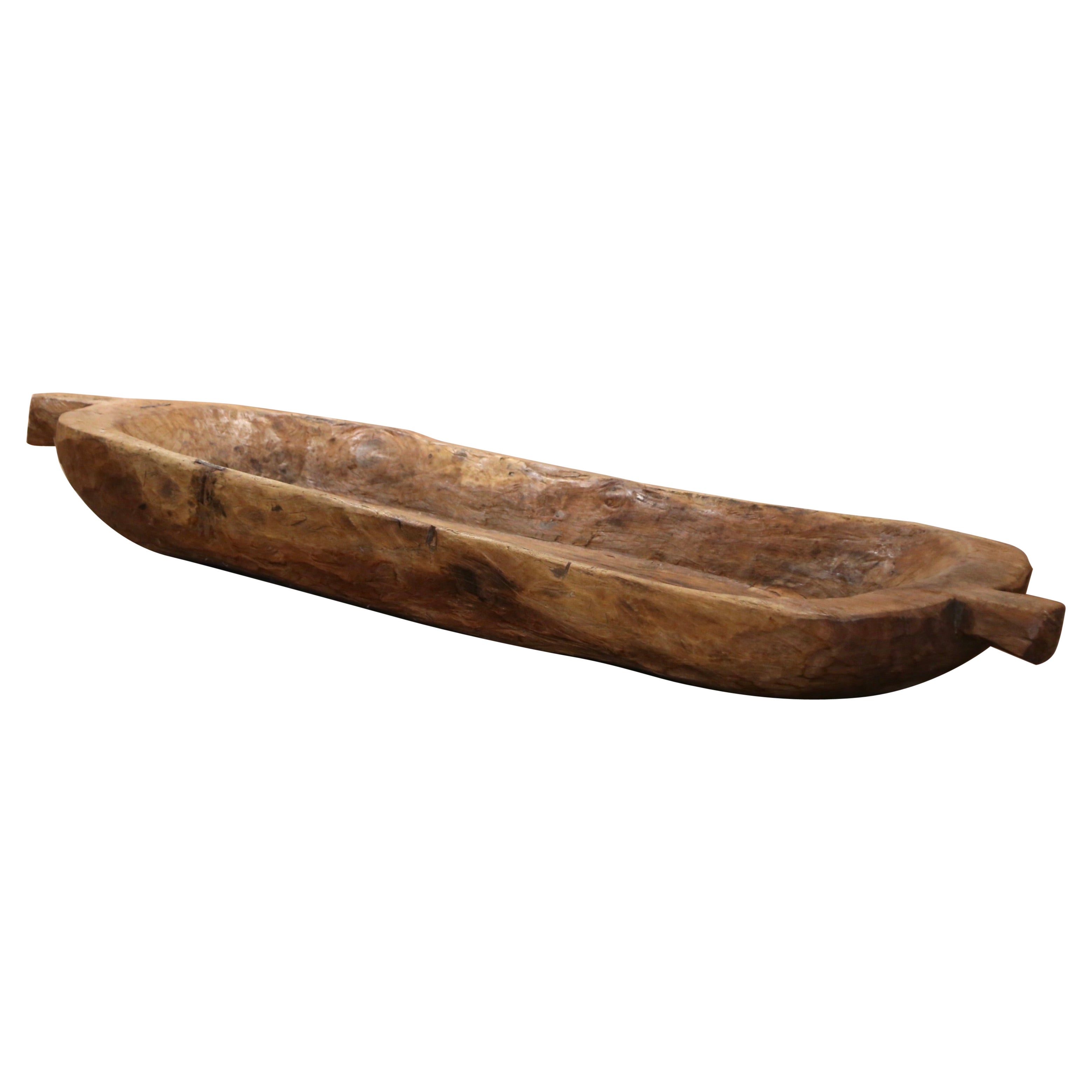 Large Early 20th Century English Hand Carved Elm Dough Bowl
