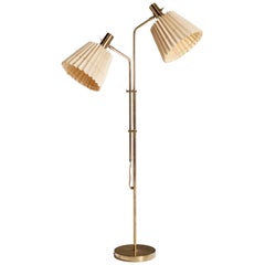 Bergboms, Floor Lamp, Brass, Fabric, Sweden, 1970s