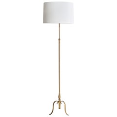 Österreichische Designerin, Stehlampe, Messing, Stoff, Österreich, 1930er Jahre