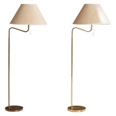 Bergboms, Floor Lamps, Brass, Paper, Sweden, 1970s