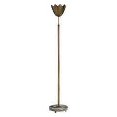 Swedish Designer, Floor Light, Brass, Marble, Sweden, 1940s