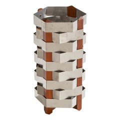 Ico Parisi, Umbrella Stand, Teck, Acier inoxydable, Italie, 1959