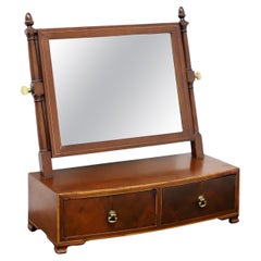 Antique Cheval géorgien à deux tiroirs Miroir de coiffeuse en acajou