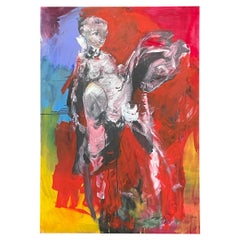 Large format figurative painting "La femme et le cheval" by Francky Criquet
