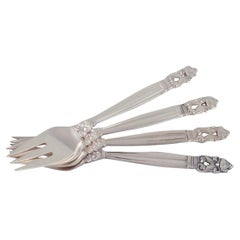Georg Jensen Bellota. Cuatro tenedores de pescado en plata de ley.